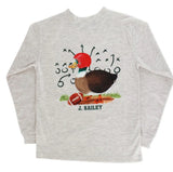 BOYS LONG SLEEVE LOGO TEE - FOOTBALL DUCK ON OATMEAL