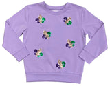 LONG SLEEVE SEQUIN FLEUR DE LIS LAVENDER SHIRT