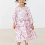 PINK PLAID POCKET TWIRL DRESS