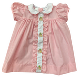 GIRLS PINK GINGERBREAD HOUSE EMBROIDERED DRESS