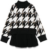 PLEATED KNIT SKIRT SET - BLACK AND WHITE