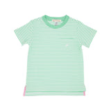 CARTER CREWNECK GRACE BAY GREEN STRIPE WITH WORTH AVENUE WHITE STORK