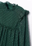 PLUMETI JACQUARD TIERED DRESS - GREEN