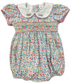 LULU BEBE FLORAL SMOCKED WAIST BUBBLE WITH EMBROIDERED COLLAR