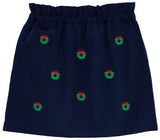 CRITTER BEASLEY BAG SKIRT NANTUCKET NAVY WITH WREATH EMBROIDERY