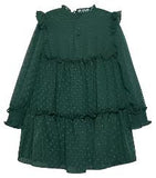 PLUMETI JACQUARD TIERED DRESS - GREEN