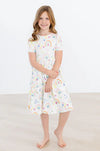 WATERCOLOR RAINBOWS SHORT SLEEVE POCKET TWIRL DRESS