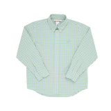 DEAN'S LIST DRESS SHIRT KIAWAH KELLY GREEN & BARRINGTON BLUE CHANDLER CHECK WITH BARRINGTON BLUE STORK