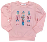 LONG SLEEVE SEQUIN NUTCRACKER PUFF SHIRT - PINK