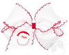 KING GROSGRAIN HAIR BOW WITH MOONSTITCH EDGE AND SANTA CLAUS HOLIDAY - THEMED EMBROIDERY