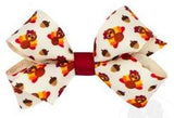 MINI HARVEST - THEMED TURKEY PRINTED GROSGRAIN HAIR BOW