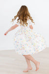 WATERCOLOR RAINBOWS SHORT SLEEVE POCKET TWIRL DRESS