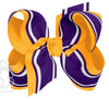 5.5" LAYERED STRIPED LSU BOW ON CLIP