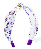 SIGNATURE COLLEGIATE LOGO PRINT SOFT RIPPLE - TEXTURED KNOT WRAP HEADBAND