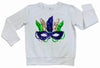 LONG SLEEVE MARDI GRAS MASK SHIRT - WHITE