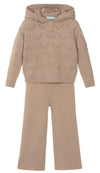 GIRLS BEIGE VISCOSE KNIT TROUSER SET