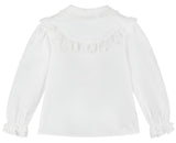 GILRS IVORY COTTON RUFFLE BLOUSE