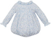 PETIT BEBE BLUE BIRD BUBBLE WITH RUFFLE COLLAR