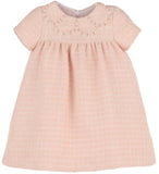 GIRLS EMBROIDERY TWEED FLOAT DRESS - PINK