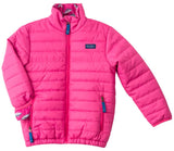 GIRLS PUFFER JACKET IN RASPBERRY ROSE PINK WITH BIGEYE TUNA PRINT LINER