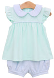 GENEVIEVE BLOOMER SET  - LIGHT BLUE STRIPE WITH LIGHT MINT