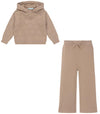 GIRLS BEIGE VISCOSE KNIT TROUSER SET