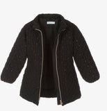 GIRLS BLACK DIAMOND- QUILTED SEQUIN COAT