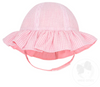 REVERSIBLE GIRLS SEERSUCKER RUFFLE BRIM HAT - PINK