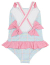 TAYLOR BAY BATHING SUIT PICCADILLY PLAID WITH HAMPTONS HOT PINK