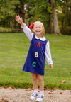 ANNIE APRON DRESS NANTUCKET NAVY WITH ABC APPLIQUE