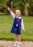 ANNIE APRON DRESS NANTUCKET NAVY WITH ABC APPLIQUE