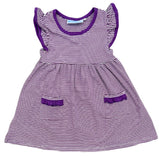 LUCY GAMEDAY DRESS - PURPLE STRIPE