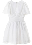 SAMANTHA SMOCKED EYELET DRESS