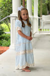 HEIRLOOM DRESS - BABY BLUE WITH ECRU LACE