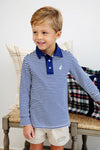 LONG SLEEVE PRIM AND PROPER POLO AND ONSIE NANTUCKET NAVY STRIPE WITH BEALE STREET BLUE STORK