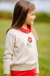 ISABELLE'S INTARSIA SWEATER SANDY SPRINGS STONE WITH FLOWER INTARSIA