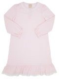 MARNIE MORNING GOWN PALM BEACH PINK GINGHAM WITH WORTH AVENUE WHITE EYELET