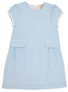 BETTS BOW DRESS - BEALE STREET BLUE HERRINGBONE WITH PALMETTO PEARL VELVETEEEN