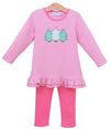 GIRLS CHRISTMAS TREE RUFFLE PANT SET