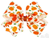 KING HARVEST - THEMED PUMPKIN PRINTED GROSGRAIN HAIR BOW