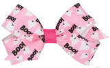 MINI HALLOWEEN - THEMED PINK BOO GHOST PRINTED GROSGRAIN HAIR BOW