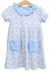 GIRLS POCKET DRESS - BLUE PUMPKIN FLORAL