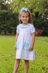 GIRLS POCKET DRESS - BLUE PUMPKIN FLORAL