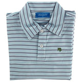 LONG SLEEVE STRIPED PERFORMANCE POLO - BLUE AND DENIM