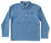 BOYS PRO PERFORMANCE LONG SLEEVE POLO - BLUE FIN AND POWDER BLUE STRIPE