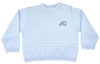 EMBROIDERED TRAIN LIGHTWEIGHT KNIT SWEATER - BLUE