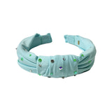 CRYSTALLIZED FLAT BOW HEADBAND-AQUA