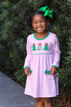 CHRISTMAS TREE APPLIQUE DRESS