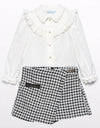 HOUNDSTOOTH PANT SKIRT - BLACK AND WHITE