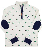 HAYWORD HALF ZIP - GOLF CLUB QUACK QUACKS WITH NANTUCKET NAVY ELBOW PATCHES